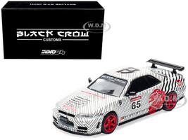 Nissan Skyline GT R R34 RHD Right Hand Drive #65 Black Crow White with Black Pinstripes Singapore Diecast Expo 2025 Event Edition 1/64 Diecast Model Car Inno Models IN64-R34-BC-SGDE25