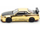Nissan Skyline GT R R34 Top Secret RHD Right Hand Drive Gold Chrome with Carbon Hood GTSHOW 2025 VIP Limited Edition 1/64 Diecast Model Car Inno Models IN64-R34TS-GTSHOW25VIP