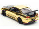 Nissan Skyline GT R R34 Top Secret RHD Right Hand Drive Gold Chrome with Carbon Hood GTSHOW 2025 VIP Limited Edition 1/64 Diecast Model Car Inno Models IN64-R34TS-GTSHOW25VIP