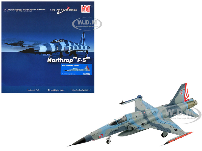 Northrop F 5N Tiger II Aircraft Red 117 761533 Adversary Fighter VFC 111 Sundowners 2017 United States Navy Air Power Series 1/72 Diecast Model Hobby Master HA3384