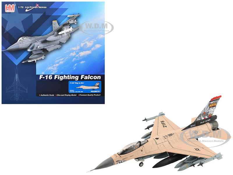 Lockheed F 16V Fighting Falcon Fighter Aircraft 93 0814 Play to Win 21st Sqn Luke AFB 2025 United States Air Force Air Power Series 1/72 Diecast Model Hobby Master HA38070