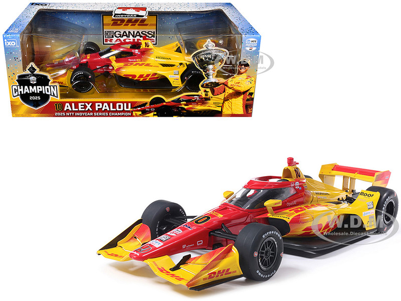 Dallara IndyCar #10 Alex Palou DHL Chip Ganassi Racing Road Course Configuration Champion NTT IndyCar Series 2025 1/18 Diecast Model Car IXO Models IND18035