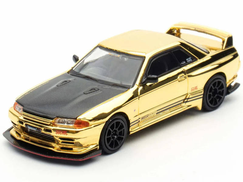 Nissan Skyline GT R R32 Top Secret RHD Right Hand Drive Chrome Gold with Carbon Hood The Model Car Show Malaysia 2025 Event Edition 1/64 Diecast Model Car Inno Models IN64-R32TS-TMCS25