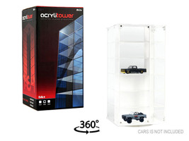 Acrylitower Showcase 24 Car Display Desktop Spinner with Cover White Mijo Exclusives for 1/64 Scale Models MJ17032W