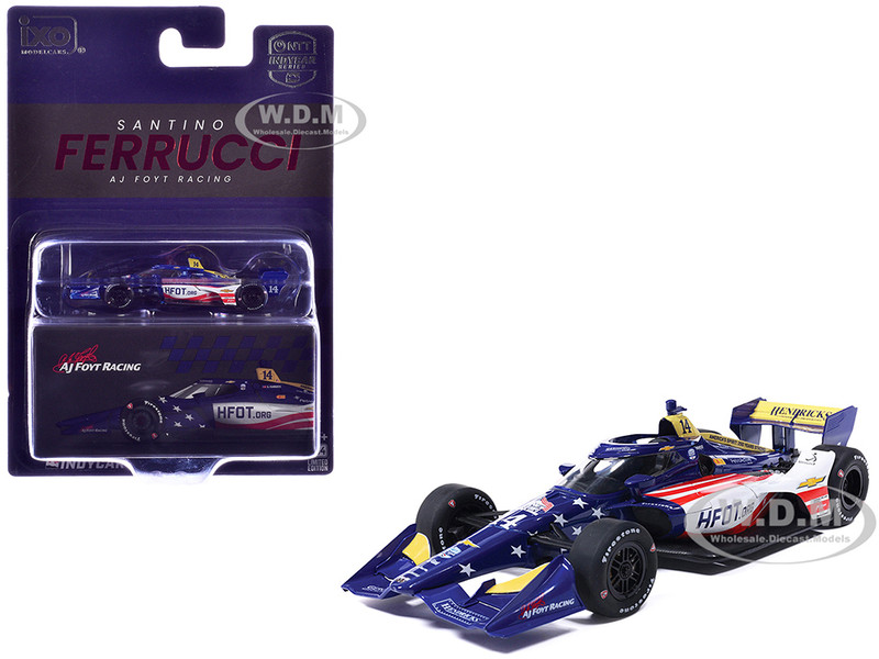 Dallara IndyCar #14 Santino Ferrucci HFOT Org AJ Foyt Racing Road Course Configuration NTT IndyCar Series 2026 1/64 Diecast Model Car IXO Models IND64042
