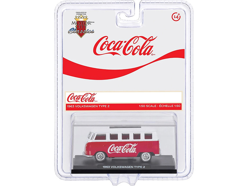 1963 Volkswagen Type 2 Van Coca Cola Red and White 1/50 Diecast Model Motor City Classics 450026