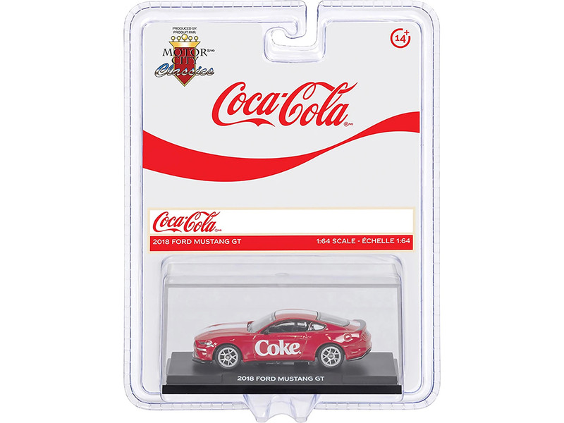 2018 Ford Mustang GT Coca Cola Red with White Stripes 1/64 Diecast Model Motor City Classics 450030