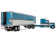 Peterbilt 379 with 63 Mid Roof Sleeper and 53 Utility Trailer with Reefer Tway Rose Transport Teal and White with Stripes Big Rigs Series II #5 1/64 Diecast Model DCP/First Gear 69-2270