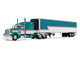 Peterbilt 379 with 63 Mid Roof Sleeper and 53 Utility Trailer with Reefer Tway Rose Transport Teal and White with Stripes Big Rigs Series II #5 1/64 Diecast Model DCP/First Gear 69-2270 Peterbilt 379 with 63 Mid Roof Sleeper and 53 Utility Trailer with Reefer Tway Rose Transport Teal and White with Stripes Big Rigs Series II #5 1/64 Diecast Model DCP/First Gear 69-2270