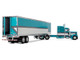 Peterbilt 379 with 63 Mid Roof Sleeper and 53 Utility Trailer with Reefer Tway Rose Transport Teal and White with Stripes Big Rigs Series II #5 1/64 Diecast Model DCP/First Gear 69-2270 Peterbilt 379 with 63 Mid Roof Sleeper and 53 Utility Trailer with Reefer Tway Rose Transport Teal and White with Stripes Big Rigs Series II #5 1/64 Diecast Model DCP/First Gear 69-2270