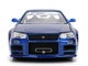 Brian s Nissan Skyline GT R R34 RHD Right Hand Drive Blue Color Brush Finish 25 Years of Fast & Furious Anniversary 2 Fast 2 Furious 2003 Movie Fast & Furious Series 1/24 Diecast Model Car Jada 37704