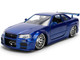 Brian s Nissan Skyline GT R R34 RHD Right Hand Drive Blue Color Brush Finish 25 Years of Fast & Furious Anniversary 2 Fast 2 Furious 2003 Movie Fast & Furious Series 1/24 Diecast Model Car Jada 37704