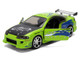 Brian s Mitsubishi Eclipse Green with Graphics Damaged Version 25 Years of Fast & Furious The Fast and the Furious 2001 Movie 1/32 Diecast Model Car Jada 36356-25TH