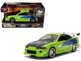 Brian s Mitsubishi Eclipse Green with Graphics Damaged Version 25 Years of Fast & Furious The Fast and the Furious 2001 Movie 1/32 Diecast Model Car Jada 36356-25TH