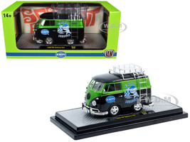 1960 Volkswagen Delivery Van EMPI Equipped Black and Green Metallic with Roof Rack and Ladder Limited Edition to 4050 pieces Worldwide 1/24 Diecast Model Car M2 Machines 40300-141A