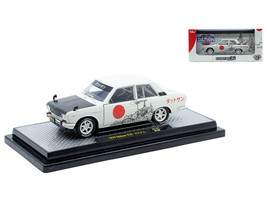 1970 Datsun 510 Light Gray with Japanese Graphics Limited Edition to 4050 pieces Worldwide 1/24 Diecast Model Car M2 Machines 40300-141B