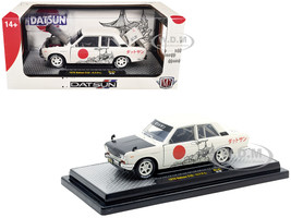 1970 Datsun 510 Light Gray with Japanese Graphics Limited Edition to 4050 pieces Worldwide 1/24 Diecast Model Car M2 Machines 40300-141B