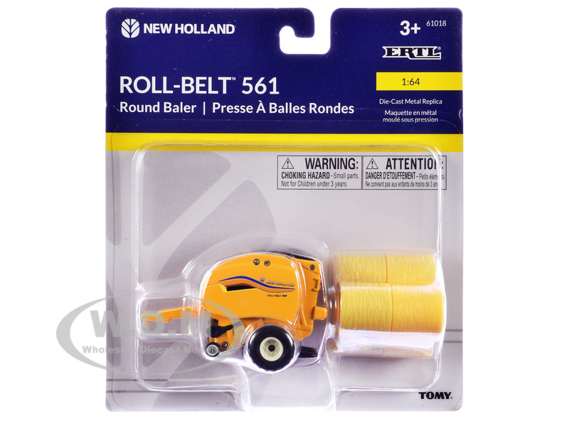 New Holland Roll-Belt 561 Round Baler 6 Bales 1/64 Diecast Model ERTL TOMY 61018