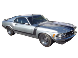 1970 Ford Mustang BOSS 302 Special Order Light Silver Metallic with Black Stripes Limited Edition to 302 pieces Worldwide 1/18 Diecast Model Car ACME A1801893