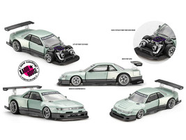 Nissan Silvia S13 R Kaido Works V1 RHD Designed by Jun Imai Light Green Metallic Kaido House Special 1/64 Diecast Model Car Mini GT KHMG232