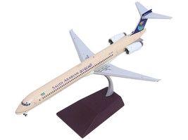 McDonnell Douglas MD 90 Commercial Aircraft Saudia Airlines HZ API Beige with Blue Tail Gemini 200 Series 1/200 Diecast Model Airplane GeminiJets G2SVA1333