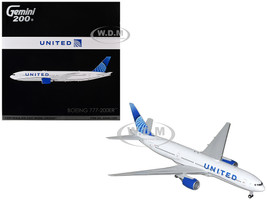 Boeing 777 200ER Commercial Aircraft United Airlines N798UA White with Blue Tail Gemini 200 Series 1/200 Diecast Model Airplane GeminiJets G2UAL1260