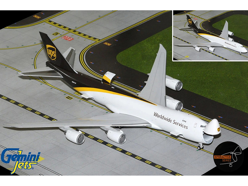 Boeing 747 8F Commercial Aircraft UPS Worldwide Services N607UP White with Brown Tail Gemini 200 Interactive Series Series 1/200 Diecast Model Airplane GeminiJets G2UPS1187