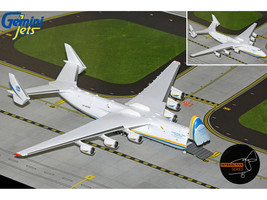 Antonov An 225 Mriya Commercial Aircraft Antonov Airlines UR 82060 White with Blue and Yellow Stripes Interactive Series 1/400 Diecast Model Airplane GeminiJets GJADB2336