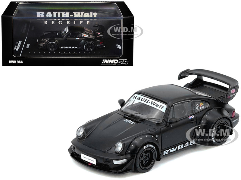 RWB 964 Matt Black 1/64 Diecast Model Car Inno Models IN64-RWB964-BM