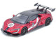 2025 Yangwang U9 Xtreme Test Car #02 Red Metallic with White Stripes and Carbon Top World Fastest EV Supercar 1/64 Diecast Model Car Inno Models IN64-YNU9-NURB