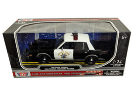 1986 Dodge Diplomat Police Car California Highway Patrol Black and White Law Enforcement and Public Service Series 1/24 Diecast Model Car Motormax 76466CHP