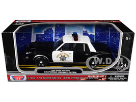1986 Dodge Diplomat Police Car California Highway Patrol Black and White Law Enforcement and Public Service Series 1/24 Diecast Model Car Motormax 76466CHP