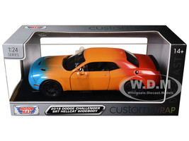 2018 Dodge Challenger SRT Hellcat Widebody Blue Orange and Red Gradient Custom Wrap Series 1/24 Diecast Model Car Motormax 79087