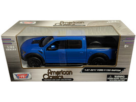 2017 Ford F 150 Raptor Pickup Truck Medium Blue Metallic 1/27 Diecast Model Car Motormax 79344lbl
