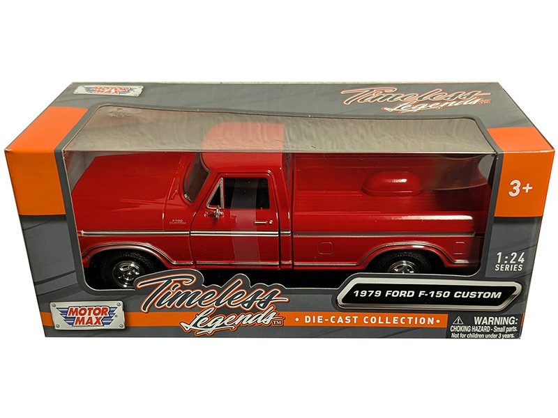 1979 Ford F 150 Custom Pickup Truck Red Timeless Legends Series 1/24 Diecast Model Car Motormax 79346r