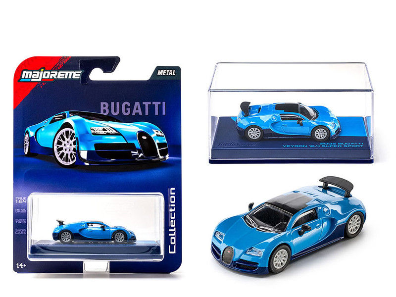 2005 Bugatti Veyron 16 4 Super Sport Blue Collection Series 1/64 Diecast Model Car Majorette MJ8505001024