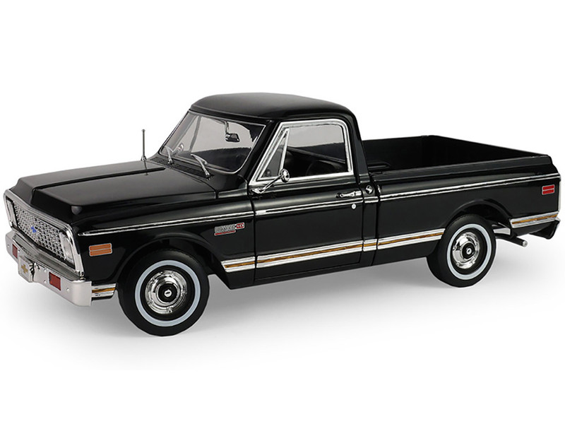 1971 Chevrolet C 10 Custom Pickup Truck Black Barrett Jackson Scottsdale 2024 1/18 Diecast Model Car Greenlight HWY-18054