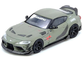 Toyota Supra A90 DarwinPro Matt Green with Carbon Accents 1/64 Diecast Model Car Inno Models IN64-A90DP-MATGR