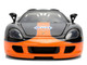 Porsche Carrera GT Convertible #7 Gulf Oil Black with Orange Graphics Hyper Spec Series 1/24 Diecast Model Car Jada 36487