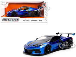 Chevrolet Corvette C8 Liberty Walk Candy Blue and Black Hyper Spec Series 1/24 Diecast Model Car Jada 36496