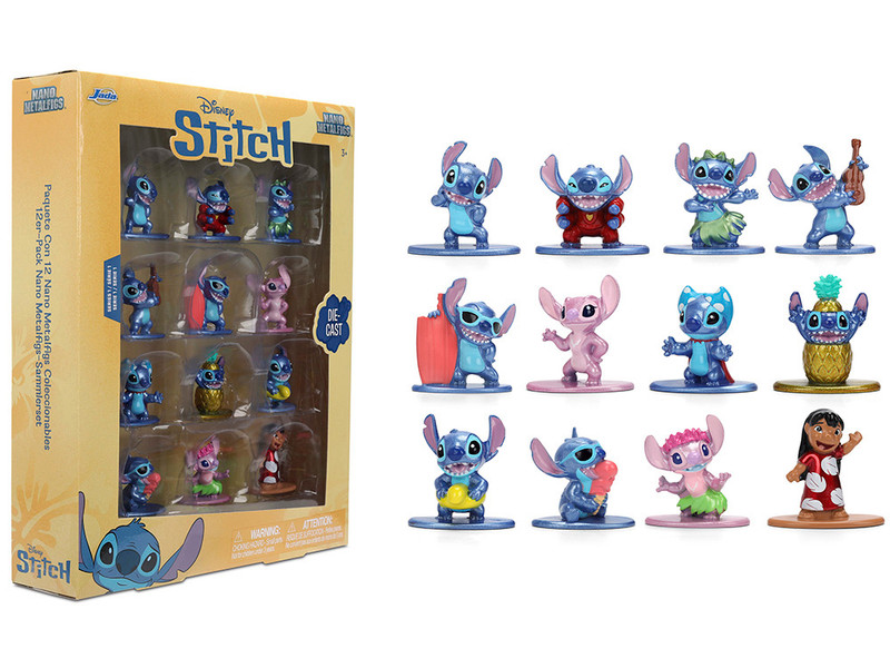 Set of 12 Diecast Figures Disney s Stitch Franchise Nano Metalfigs Series Diecast models Jada 37361