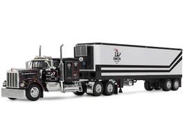 Kenworth W900A with 60 Flat Top Sleeper and 40 Vintage Trailer with Reefer Dick Simon Trucking Black with Graphics 1/64 Diecast Model DCP/First Gear 60-2272