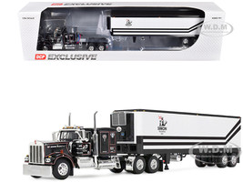 Kenworth W900A with 60 Flat Top Sleeper and 40 Vintage Trailer with Reefer Dick Simon Trucking Black with Graphics 1/64 Diecast Model DCP/First Gear 60-2272