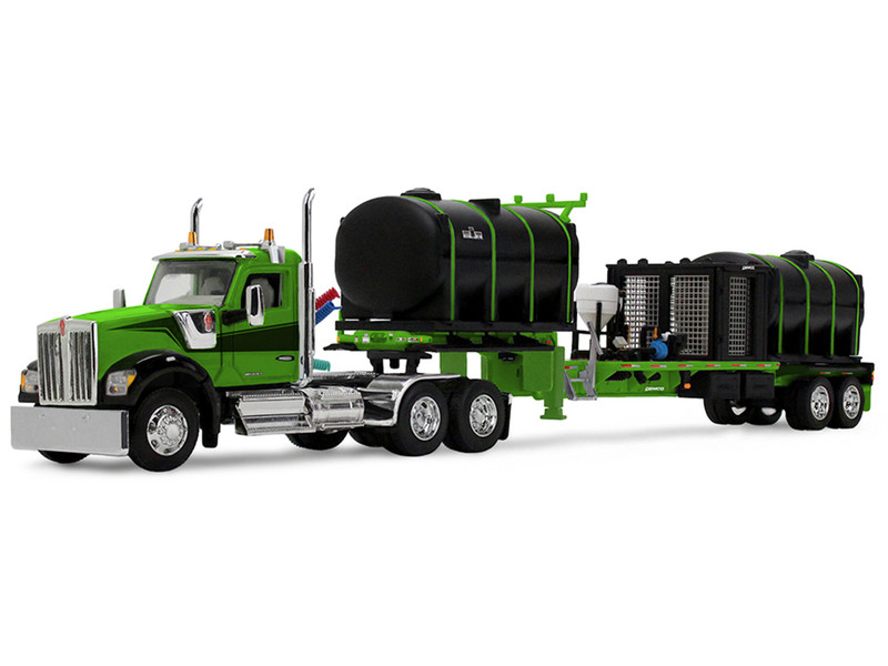 Kenworth W900 Day Cab with Demco 42 Liquid Fertilizer Tender Trailer Green and Black 1/64 Diecast Model DCP/First Gear 60-2289