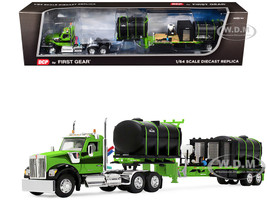 Kenworth W900 Day Cab with Demco 42 Liquid Fertilizer Tender Trailer Green and Black 1/64 Diecast Model DCP/First Gear 60-2289