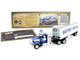 Mack Super Liner with 36 Vintage Sleeper and 40 Vintage Trailer with Reefer Maritime Ontario Blue with White Stripes Legacy Series #4 1/64 Diecast Model DCP/First Gear 69-2273