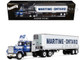 Mack Super Liner with 36 Vintage Sleeper and 40 Vintage Trailer with Reefer Maritime Ontario Blue with White Stripes Legacy Series #4 1/64 Diecast Model DCP/First Gear 69-2273