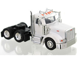 Peterbilt 367 Truck Tractor with Day Cab White and Articulated Tank Trailer Cemex White with Blue Stripes Combo Set 1/87 (HO) Plastic Model Car HO Logistics HL-36707-201