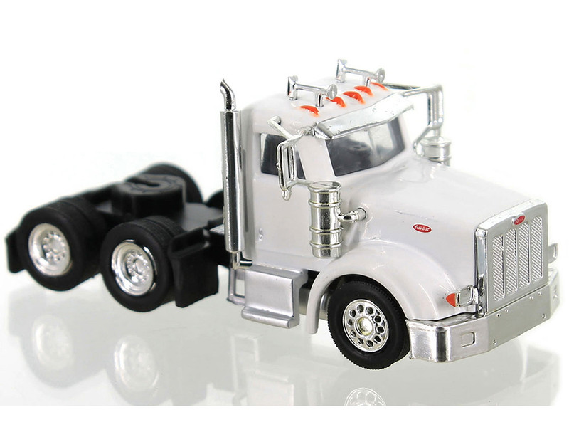 Peterbilt 367 Truck Tractor with Day Cab White and Articulated Tank Trailer Cemex White with Blue Stripes Combo Set 1/87 (HO) Plastic Model Car HO Logistics HL-36707-201