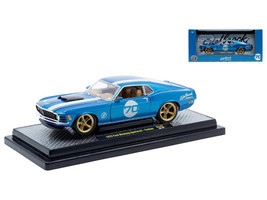 1970 Ford Mustang Sportsroof #70 Blue Metallic with White Stripes Limited Edition to 4050 pieces Worldwide 1/24 Diecast Model Car M2 Machines 40300-142B